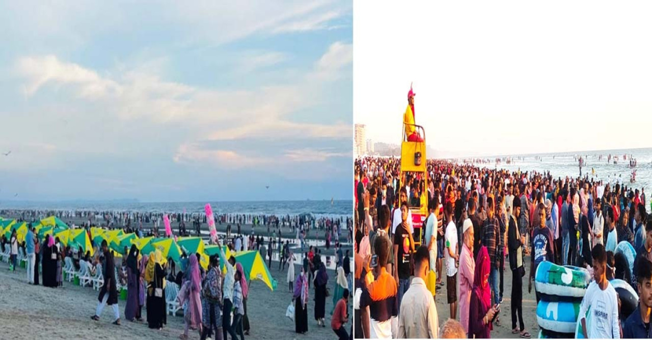 ছুটির দিনেও কক্সবাজার সৈকতে নেই পর্যটকদের সেই চিরচেনা ভিড়