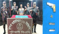 বেনাপোল পুটখালী সীমান্তে বিদেশি পিস্তল ও গুলিসহ আটক ১